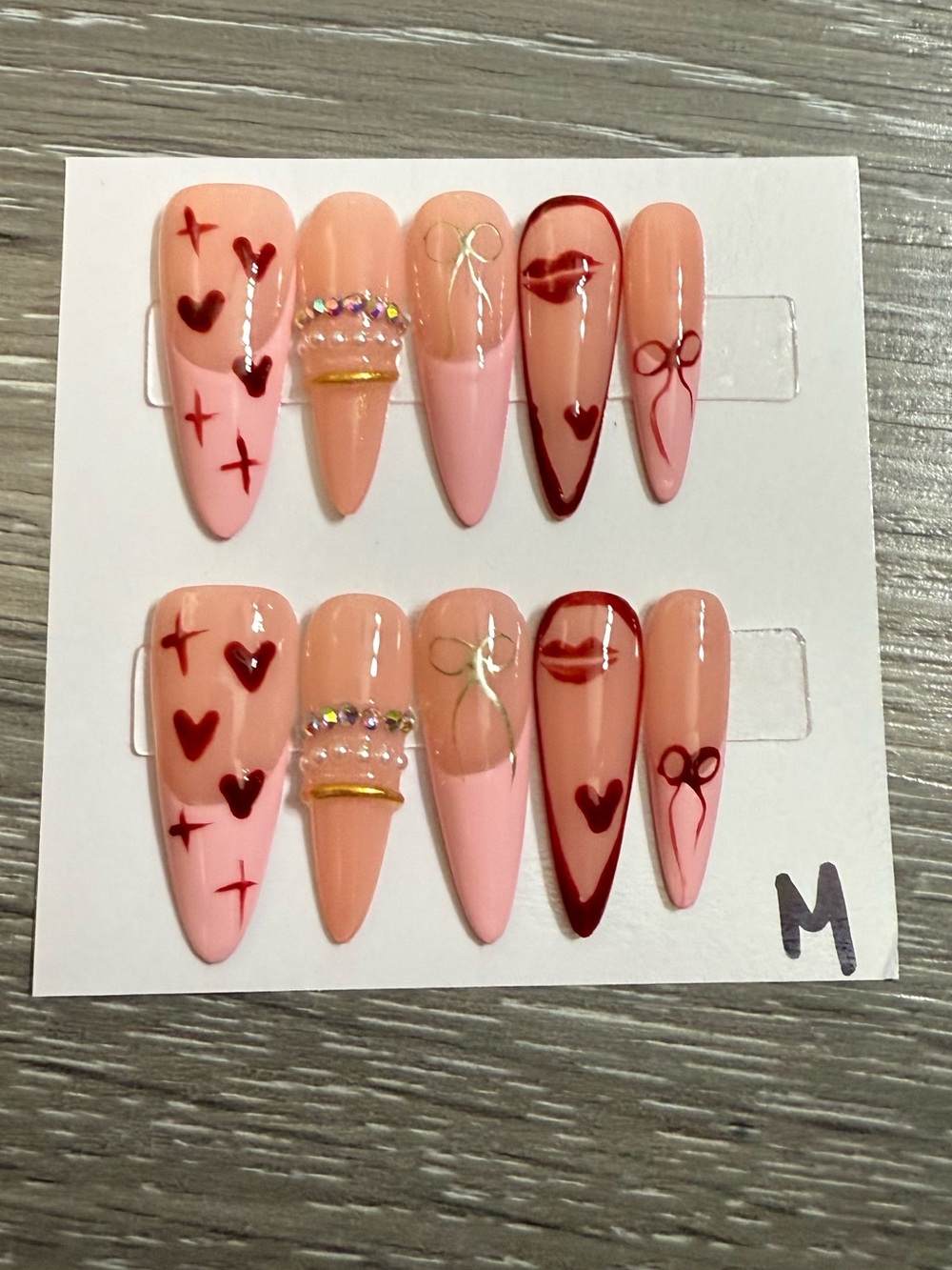 Peach & Pink Heart Accent Press-On Nails